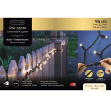 Ghirlandă luminoasă cu 96 LED-uri, lungime 9,5 metri, cablu negru, set de extensie, potrivită pentru utilizare în exterior