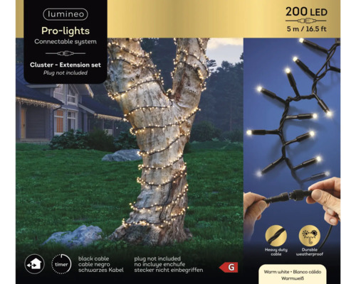 Ghirlandă luminoasă cu 200 LED-uri, lungime 5 metri, pentru decorarea unui copac în grădina unei case