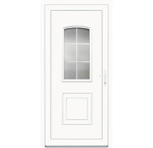 Ușă secundară de intrare din plastic alb cu inserție de sticlă