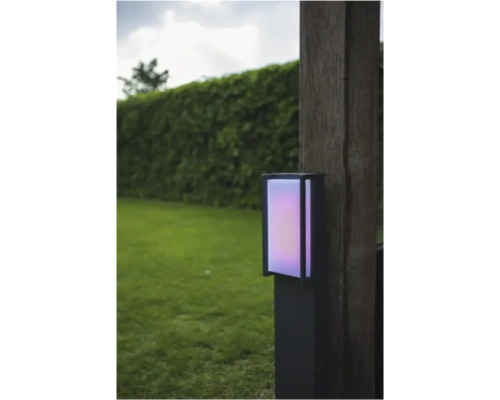 Lumină de exterior pe stâlp de lemn într-o grădină