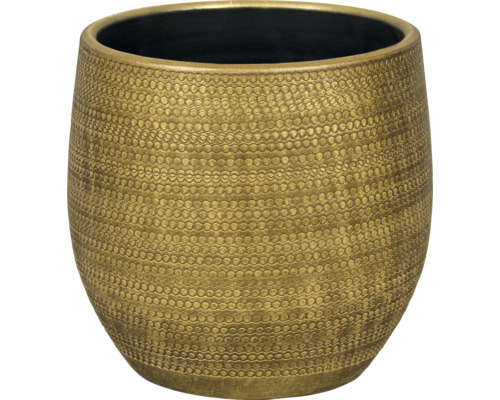 Mască ghiveci Passion for Pottery Boaz ceramică Ø 29 cm H 26 cm auriu Jardinière decorativă metalică cu model punctat