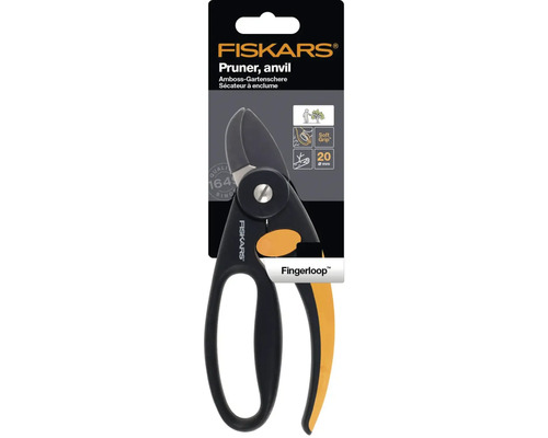 Foarfecă de grădinărit cu nicovală Fiskars cu buclă pentru deget