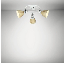 Cerc spoturi Krater E27 max. 3x40W, alb/imitație lemn