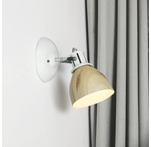 Spot aplicat Krater E27 max. 1x40W, alb/imitație lemn