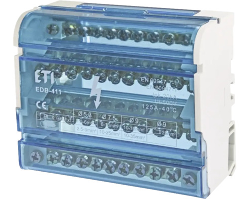Bloc distribuție ETI 4P 11 găuri/pol 125A