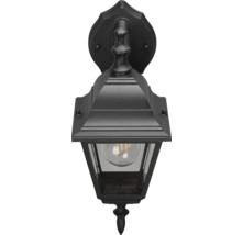 Lumină de perete exterioară neagră în stil felinar cu sticlă transparentă