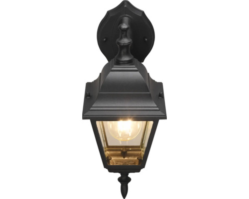 Lumină de perete exterioară neagră cu sticlă transparentă