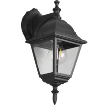 Lumină de perete exterior neagră cu sticlă transparentă și bec decorativ
