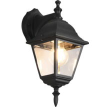 Lumină de perete exterior neagră cu panouri de sticlă transparentă