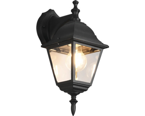 Lumină de perete exterior neagră cu panouri de sticlă transparentă