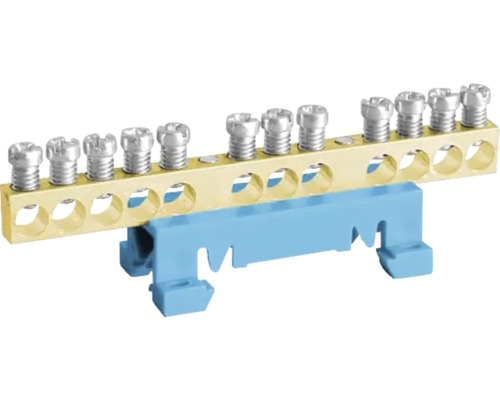 Bară terminală Noark, neacoperită, clemă plastic cu montaj pe șină 12x10mm2 Șină de împământare și nul cu șuruburi