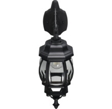 Lampa de perete neagră pentru exterior cu sticlă transparentă