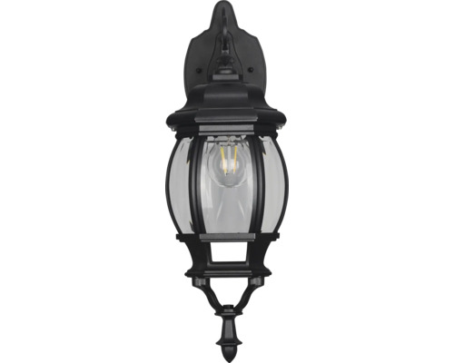 Lumină de perete exterioară neagră cu sticlă transparentă