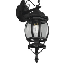 Lumină de perete exterioară neagră cu sticlă transparentă