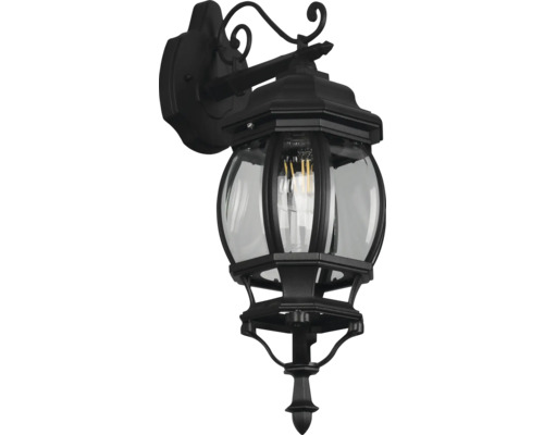 Lumină de perete exterioară neagră cu sticlă transparentă