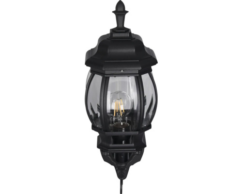 Lumină de perete exterioară neagră cu sticlă transparentă