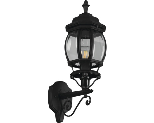 Lămpă de perete neagră cu abajur transparent pentru exterior