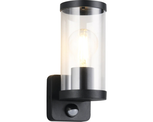 Lumină de perete pentru exterior cu senzor de mișcare și sticlă transparentă