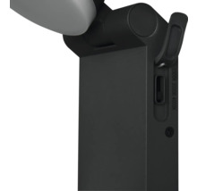 Vizualizare detaliată a unei lămpi cu port USB și comutator pentru reglarea temperaturii culorii.