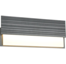 Lumină de perete LED gri cu linii orizontale și suprafață dreptunghiulară de iluminare