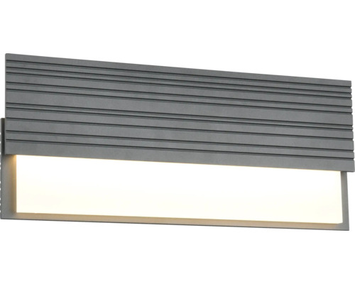 Lumină de perete LED gri cu linii orizontale și suprafață dreptunghiulară de iluminare