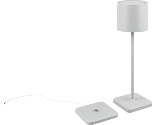Veioză LED cu picior înalt Fernandez 5W 130 lumeni, lumină reglabilă IP54, gri