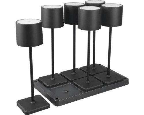 Șase lămpi de masă cu LED pe o bază pentru utilizare în interior