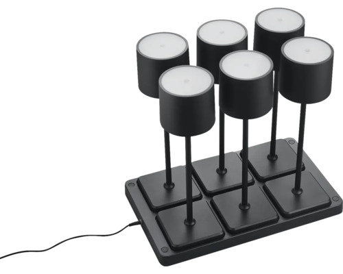 Șase lămpi de masă LED fără fir cu stație de încărcare