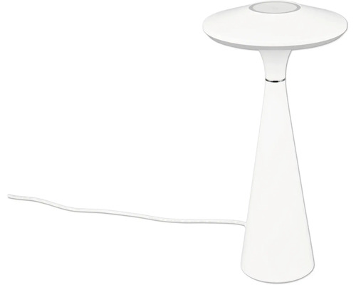 Lampă de masă cu bază conică și abajur rotund