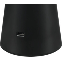 Vizualizare detaliată a unei baze de dispozitiv negre cu port USB-C