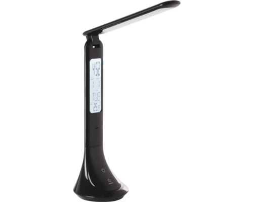 Lampă de birou cu LED integrat Coluc Smart 3,2W 380 lumeni negru, încărcare USB Lampă de birou neagră cu afișaj digital