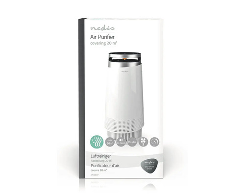 Purificator de aer Nedis pentru încăperi de până la 20 de metri pătrați în ambalajul produsului