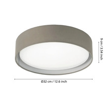 Plafonieră rotundă cu un diametru de 32 de centimetri și o înălțime de 9 centimetri