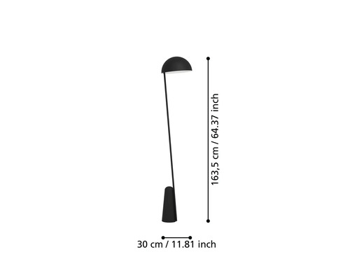 Lampă de podea neagră cu dimensiuni