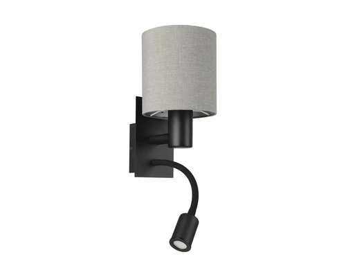 Aplică perete interior Pasteri 1xE27 max. 40W, 1XLED integrat 3,8W, 320 lumeni, antracit/textil