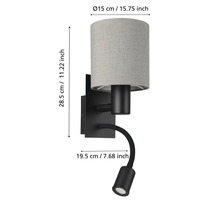 Lampa de perete cu lampă de citit