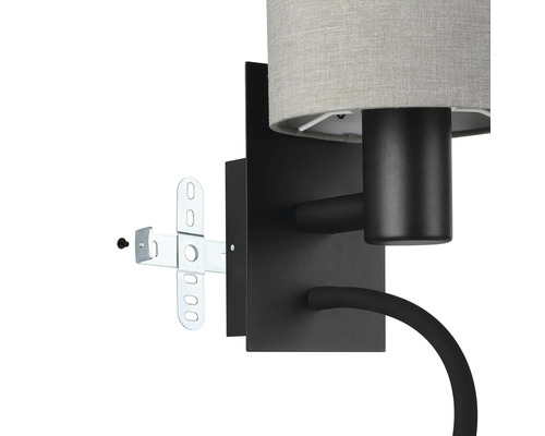 Lumină de perete cu abajur din textil și suport de montaj