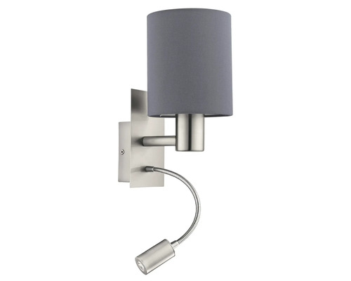Aplică perete interior Pasteri 1xE27 max. 40W, 1XLED integrat 3,8W, 320 lumeni, nichel mat Aplică perete interior Pasteri 1xE27 max. 40W, 1XLED integrat 3,8W, 320 lumeni, nichel mat