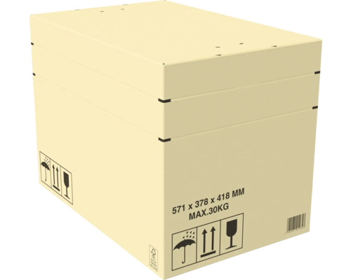 Cutie din carton cu dimensiunile 571 x 378 x 418 milimetri, sarcină maximă 30 de kilograme