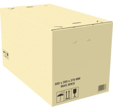 Cutie de carton cu dimensiunile 650 x 350 x 370 milimetri și o greutate maximă de 30 kilograme
