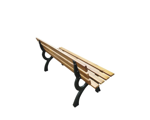 Bancă de parc cu scaune din lemn și cadru metalic