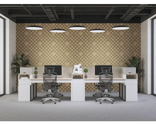 Spațiu de birouri cu birouri, scaune de birou și computere