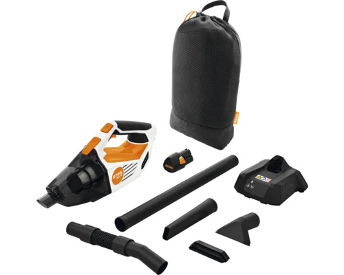 Aspirator cu acumulator cu accesorii și geantă de depozitare