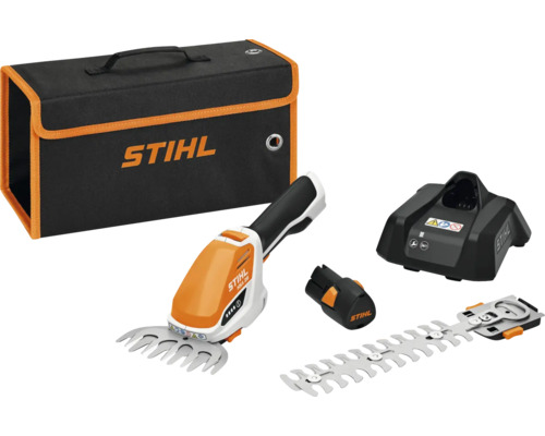 Set foarfece pentru iarbă cu acumulator STIHL cu geantă de transport, încărcător și acumulator