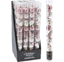 Set de decorațiuni pentru pomul de Crăciun cu globuri și figurine în ambalaj tubular