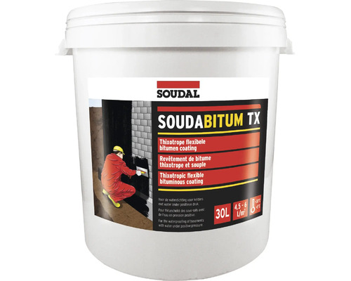 Hidroizolație SOUDAL Soudabitum TX flexibilă 30 litri Găleată Soudal Soudabitum TX, 30 litri, acoperire bituminoasă flexibilă