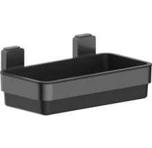 Coș de duș negru cu suport pentru depozitarea articolelor de baie.