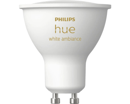 Bec LED variabil Philips Hue GU10 4,2W 400 lumeni, lumină albă 2200-6500K, Bluetooth