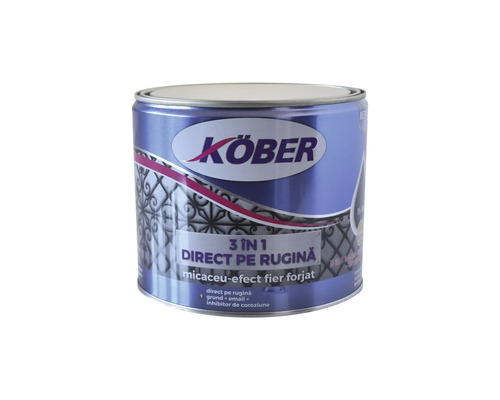 Email anticoroziv cu efect de fier forjat Köber gri închis 2,5 l KÖBER Vopsea 3 în 1 pentru protecție directă împotriva ruginii