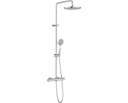 Sistem de duș cu termostat Roca Victoria, bară duș cu suport, duș fix și pară duș mobila, crom